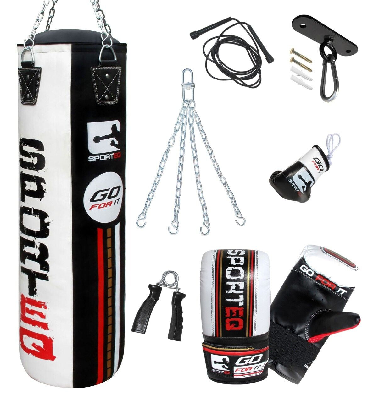 3Ft/4Ft/5Ft Punchbag Heavy Filled, Sporteq Boxing Sets,Gym Quality Pro Bag Combo