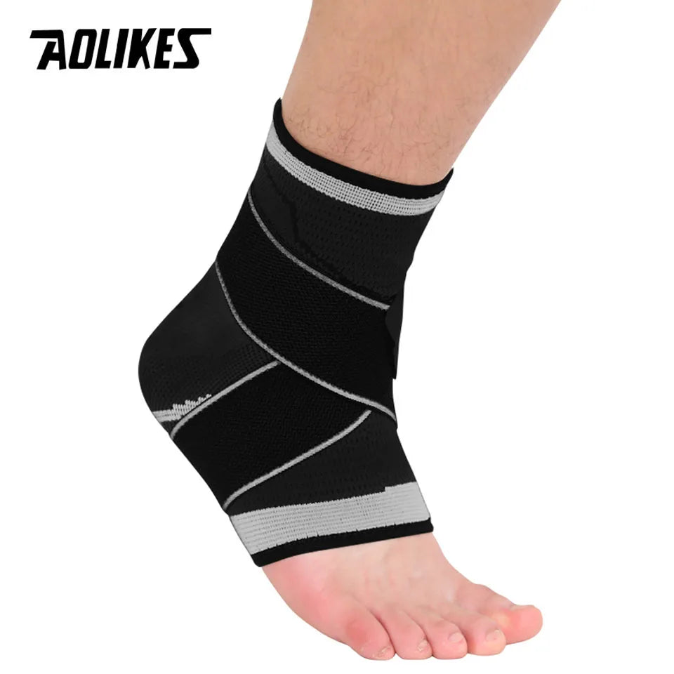 Black White Sports Ankle Support Wrap - Fitness & Exercise - Active Originals - AOLIKES