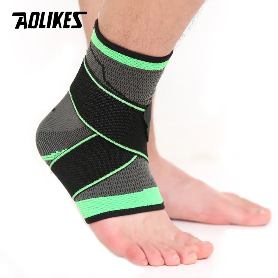 Black Green Adjustable Nylon Ankle Brace - Fitness & Exercise - Active Originals - AOLIKES