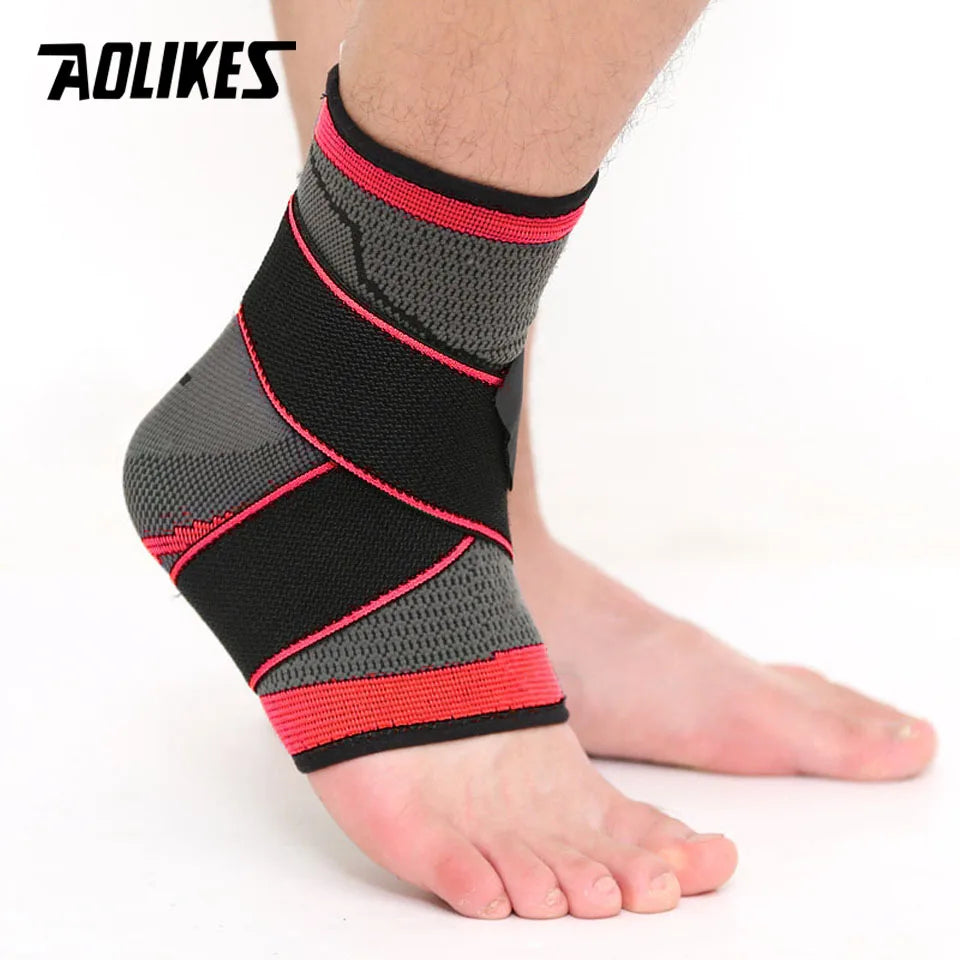 Black Red Sports Ankle Support Wrap - Fitness & Exercise - Active Originals - AOLIKES