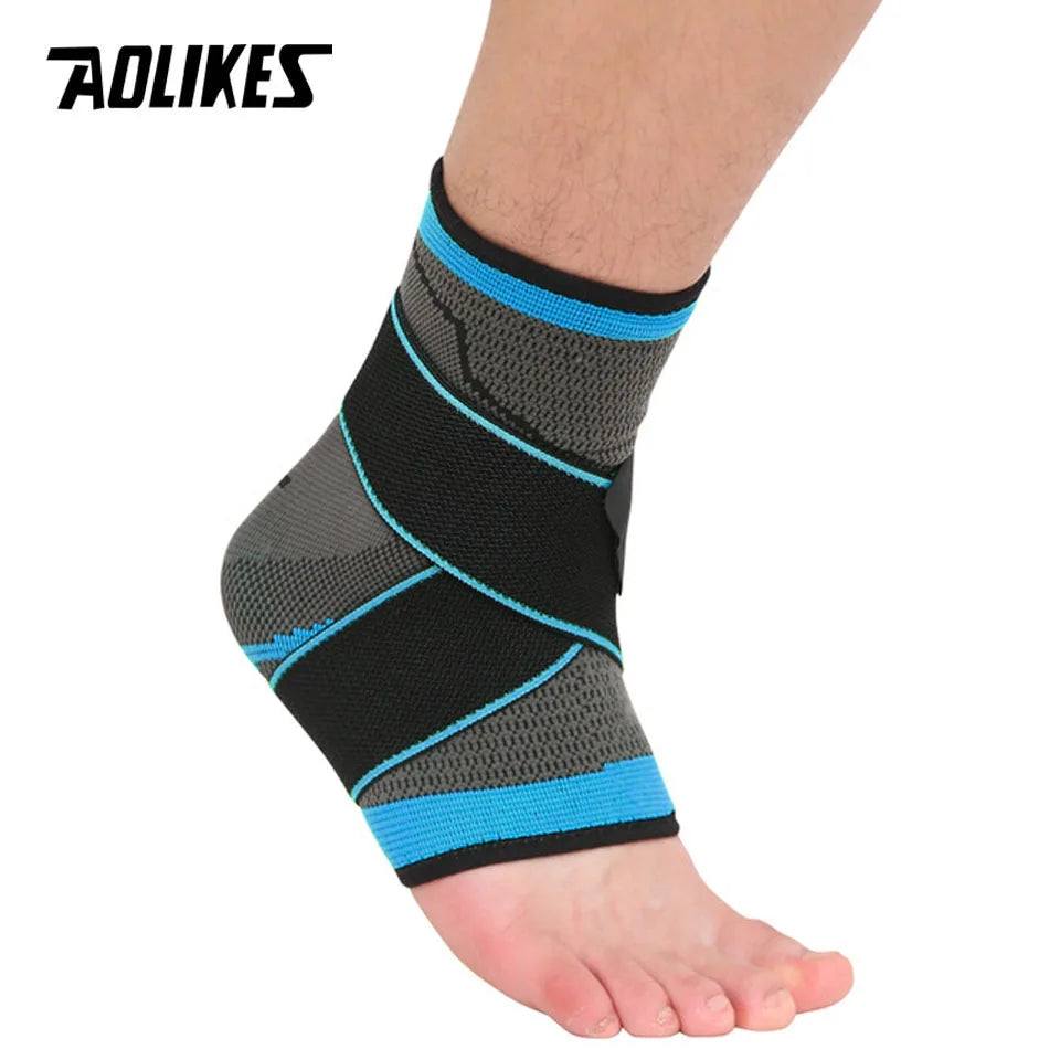 Black Blue Sports Ankle Support Wrap - Fitness & Exercise - Active Originals - AOLIKES