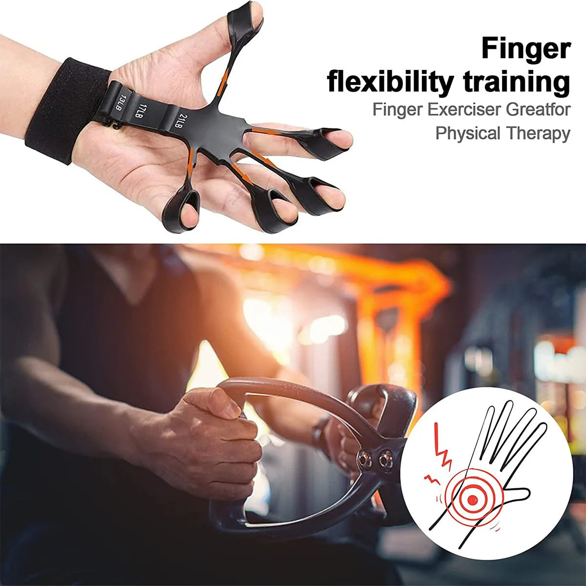 Silicone Gripster Strengthener Finger Stretcher Fitness Hand Grip Trainer Gripster Stretcher Guitar Athletes Finger Exerciser