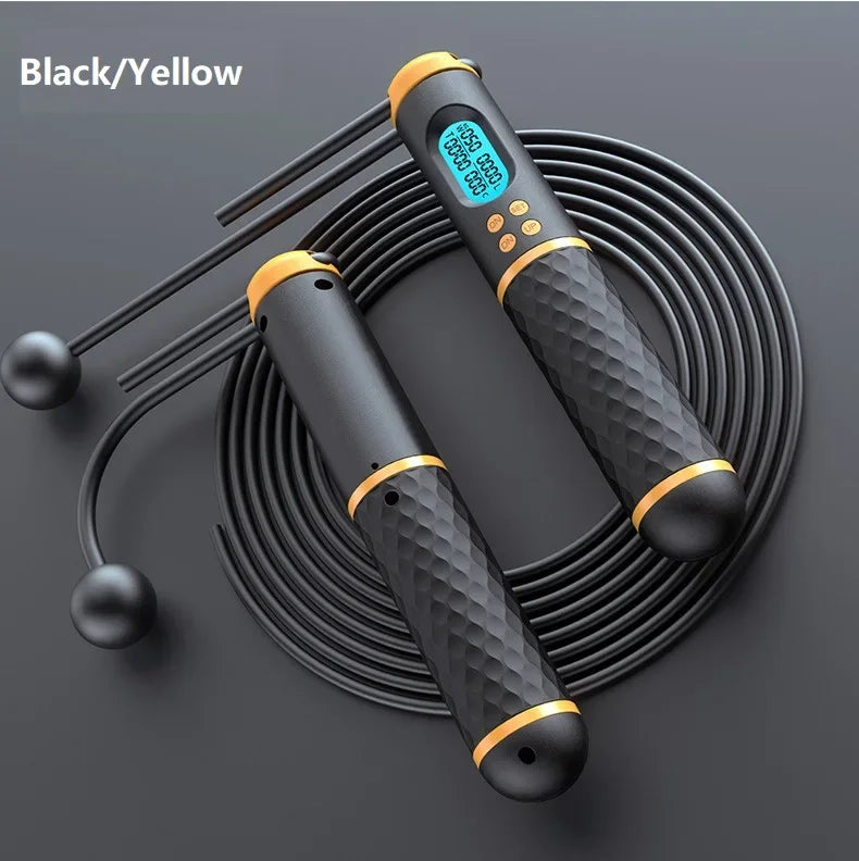 Black/Yellow Wireless Digital Jump Rope - Fitness & Exercise - Active Originals