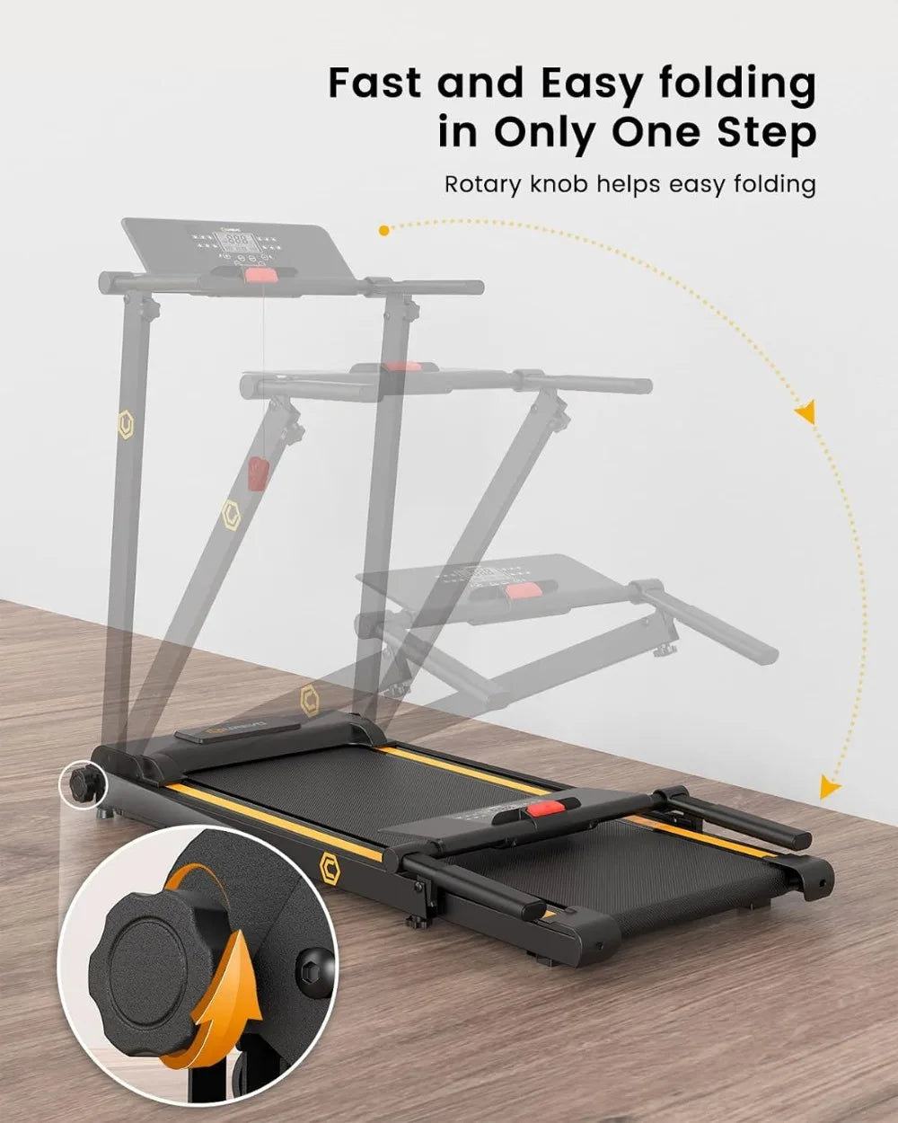 UREVO Folding Treadmill, 2.25HP Treadmills for Home with 12 HIIT Modes, , LCD Display, Easy To Fold