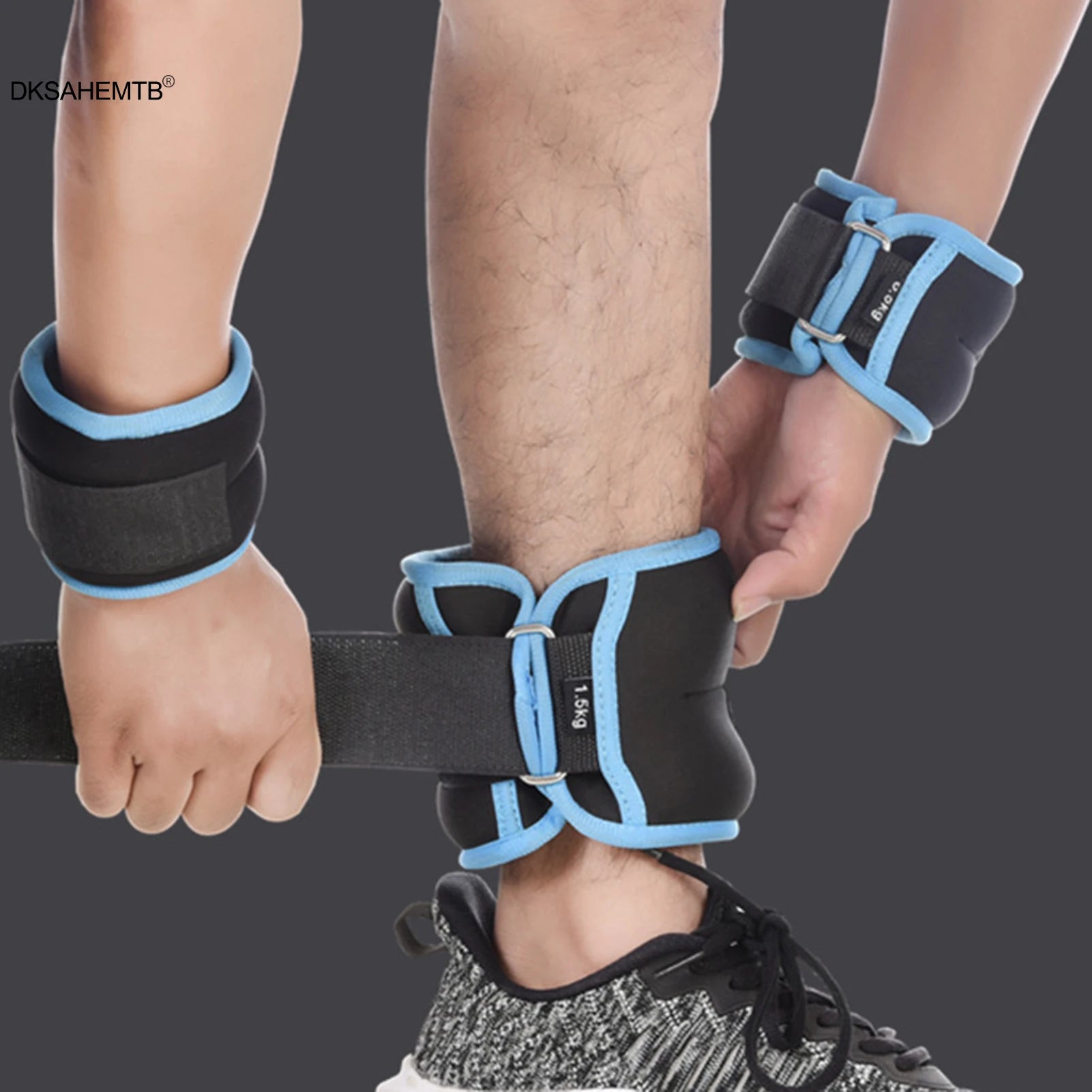 Black Blue Premium Wrist & Ankle Straps - Fitness & Exercise - Active Originals 