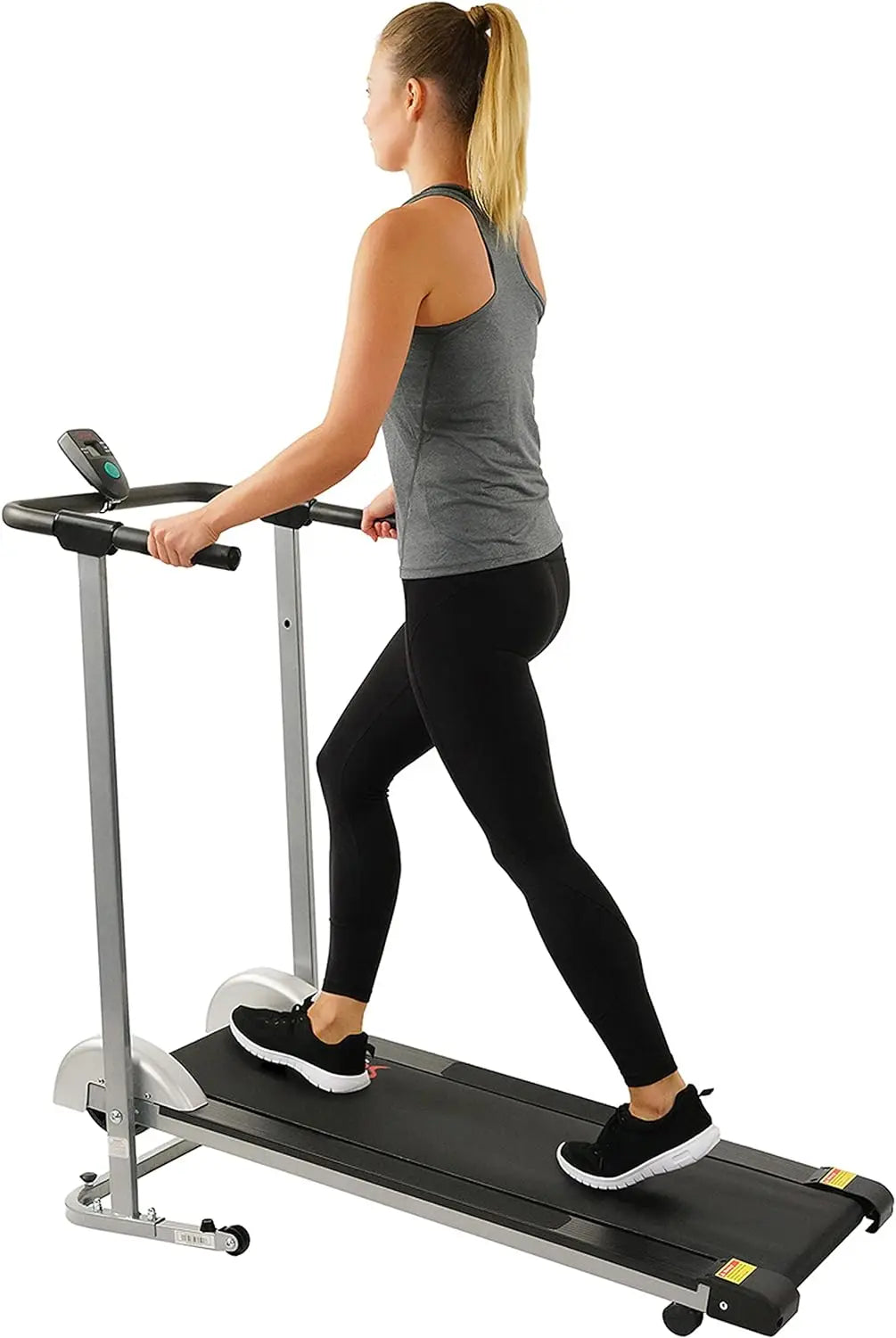 Sunny Health & Fitness SF-T1407M Foldable Manual Walking Treadmill, Gray