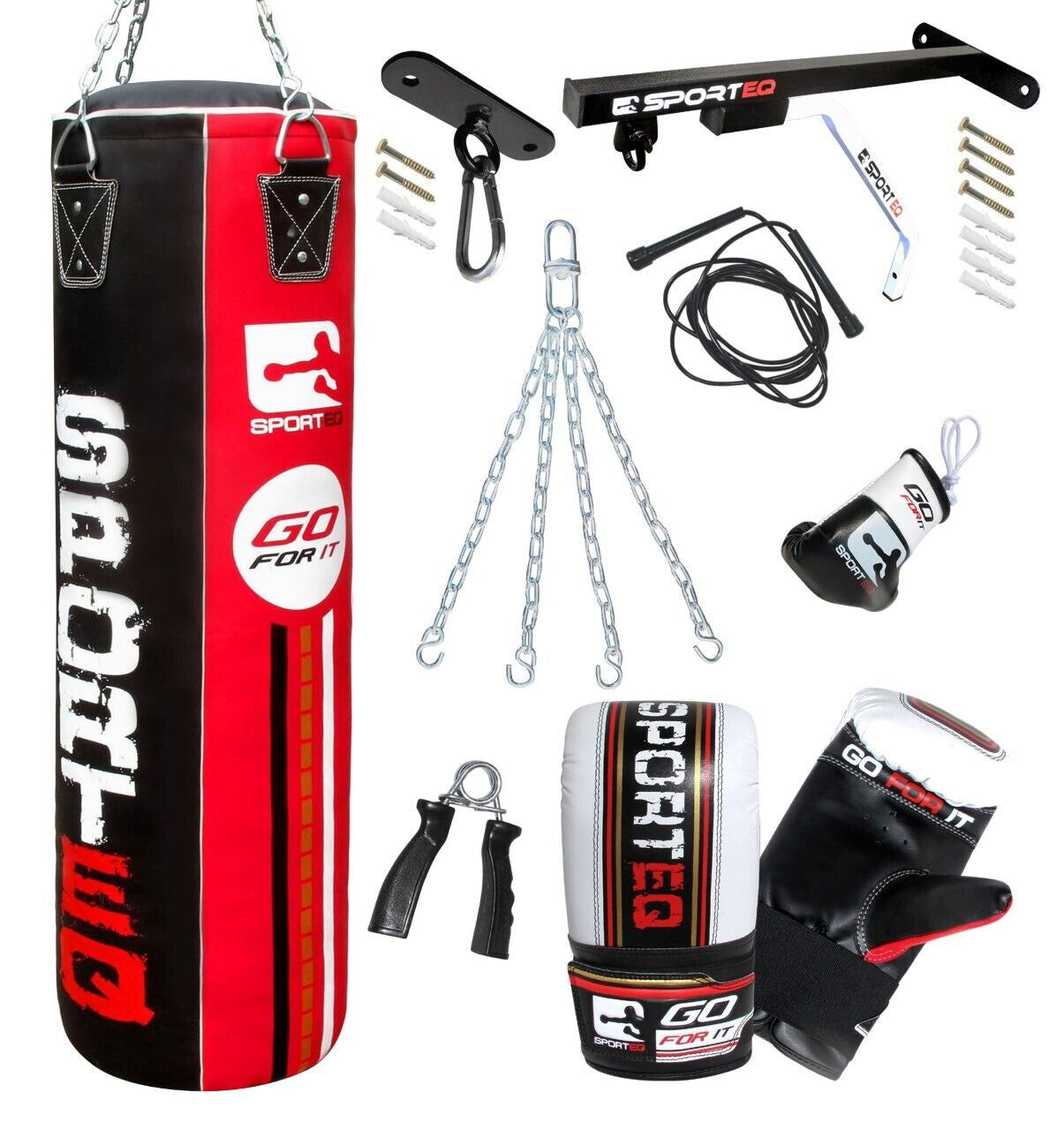 3Ft/4Ft/5Ft Punchbag Heavy Filled, Sporteq Boxing Sets,Gym Quality Pro Bag Combo