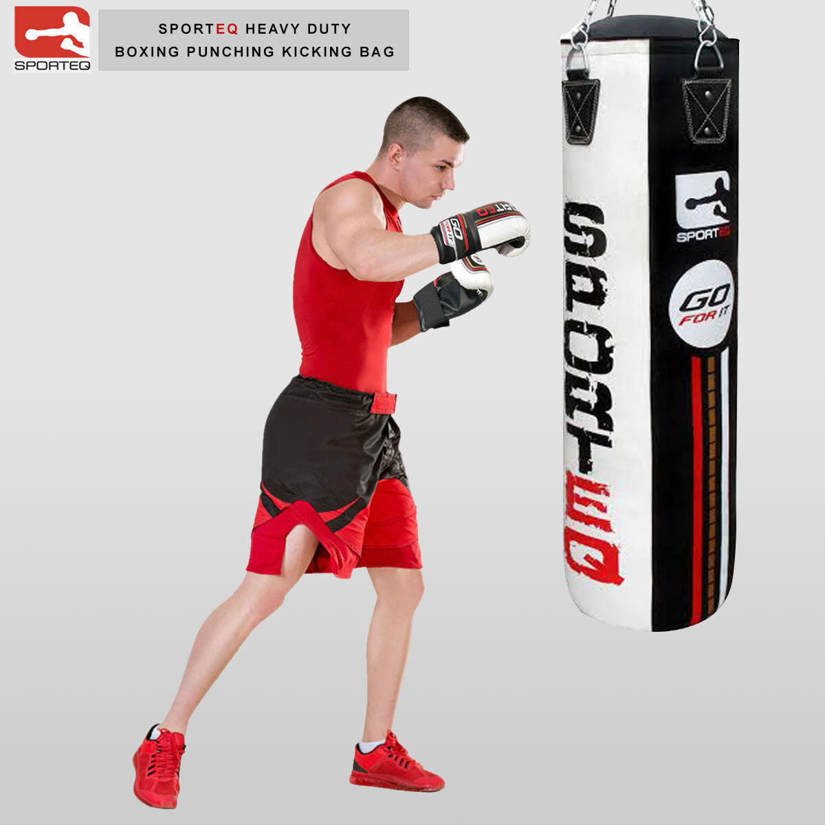 3Ft/4Ft/5Ft Punchbag Heavy Filled, Sporteq Boxing Sets,Gym Quality Pro Bag Combo