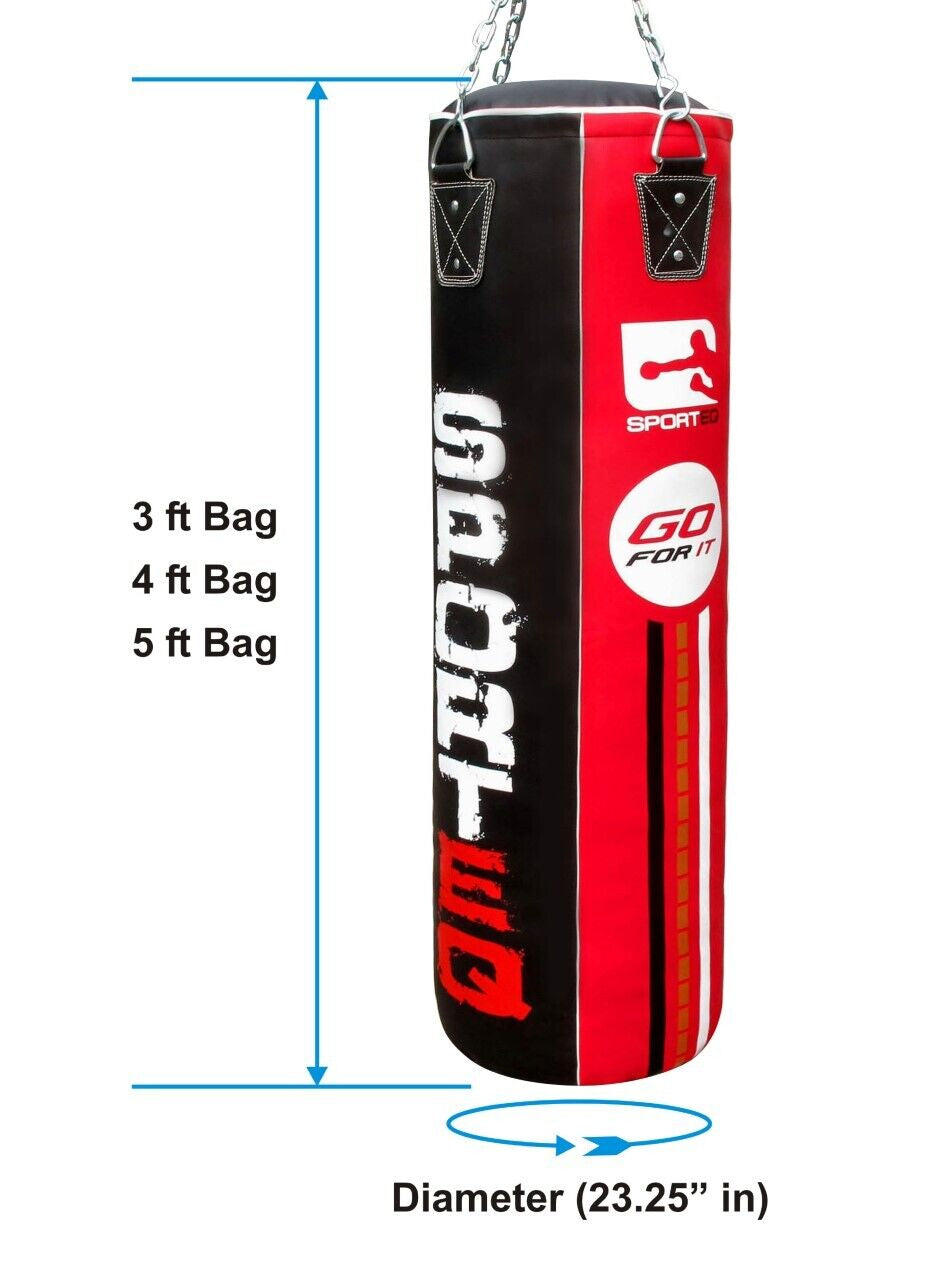 3Ft/4Ft/5Ft Punchbag Heavy Filled, Sporteq Boxing Sets,Gym Quality Pro Bag Combo